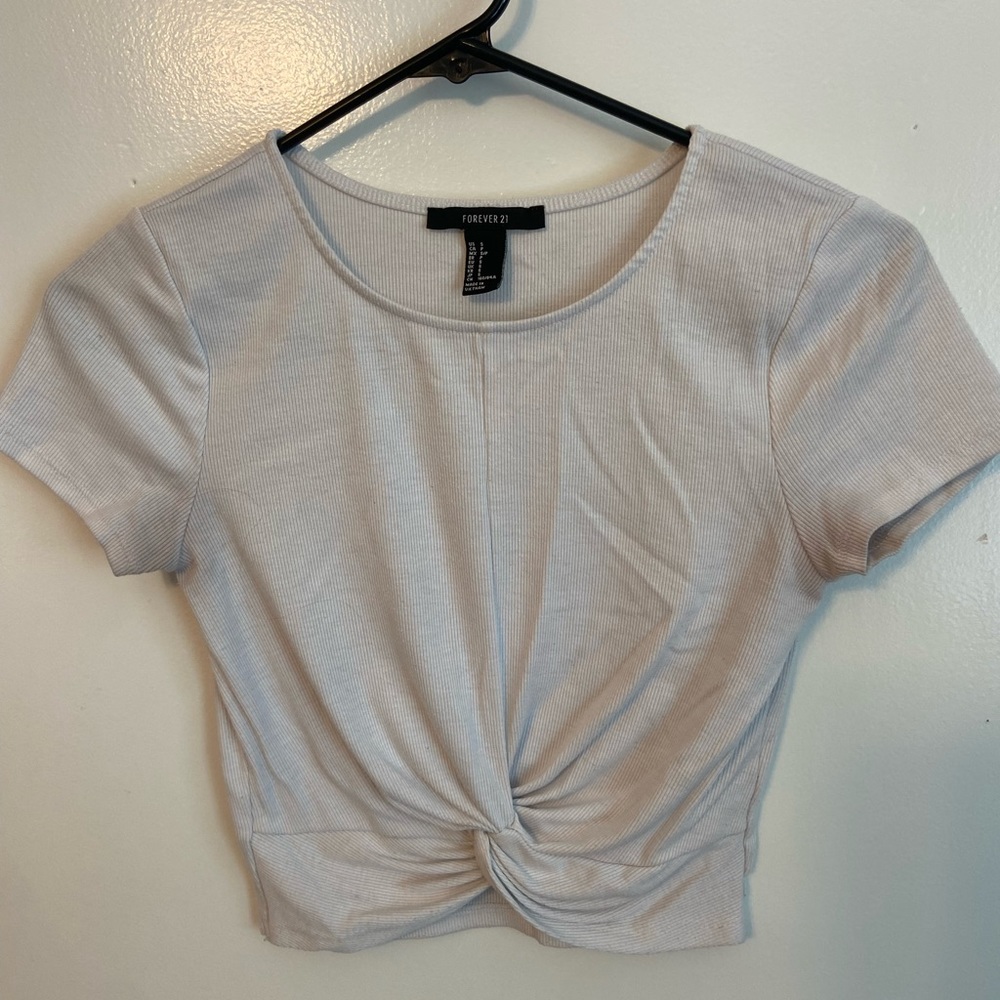 Front twist crop top cotton t shirt